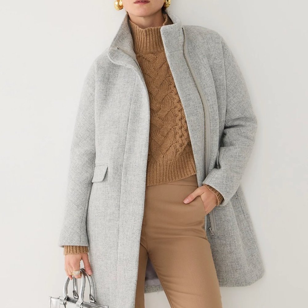 J crew stadium cloth wool cocoon coat in Heather dusk grey. Size 2 regular.